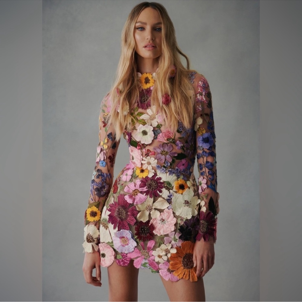 5⭐️CASA B💫| Blooming Elegance: The Enchanté Floral Embroidered Luxe Dress - Picture 2 of 16